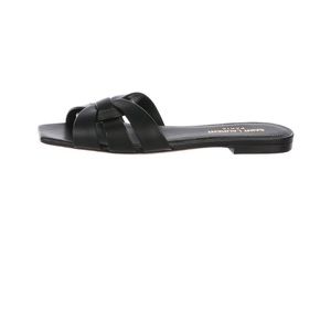 Saint Laurent Tribute blk leather sandal NEW 36.5